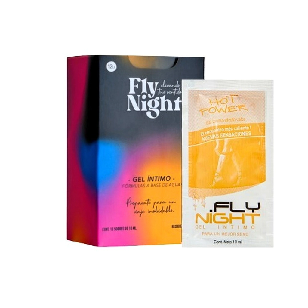 Gel Lubricante Calor Fly Night Hot Power. 12 Unidades