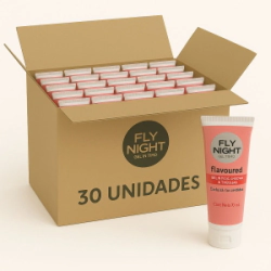 Gel Lubricante Saborizado Fly Night Frutilla - Bulto 30 Unidades