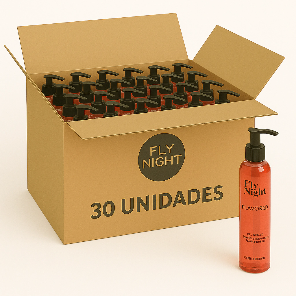Gel Lubricante Saborizado Fly Night Frutilla - Bulto 30 Unidades