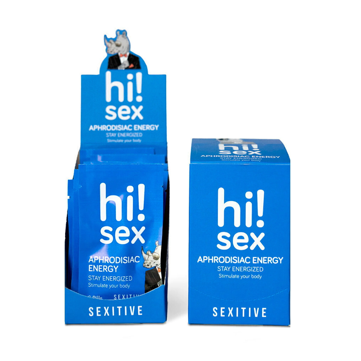 Suplemento Sexitive Aphrodisiac Energy Azul Pouch - 10 Unidades Box