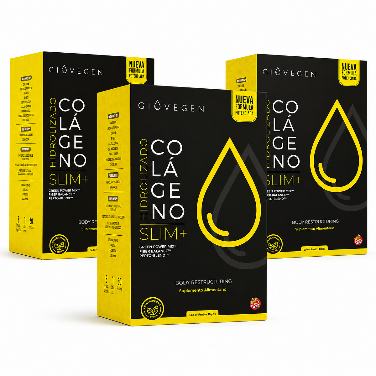 Colageno Doble Hidrolizado Giovegen Slim Control Peso Musculo - Pack x 3