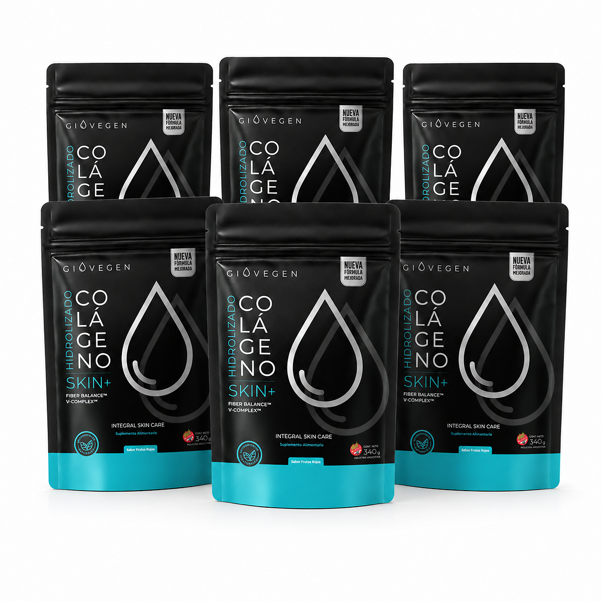 Colageno Doble Hidrolizado Giovegen Skin+ Doypack - Pack x 6