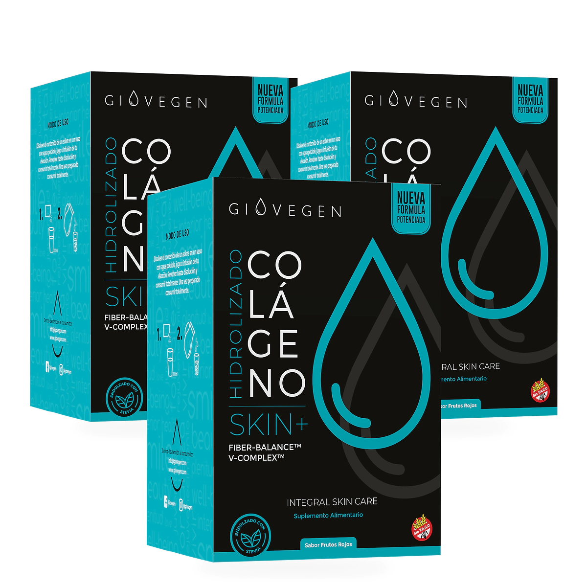 Colageno Doble Hidrolizado Giovegen Skin+ Estuche - Pack x 3